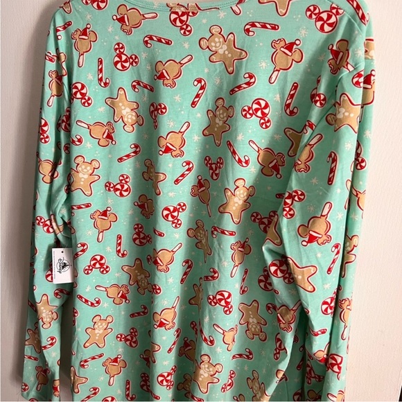 Disney Gingerbread Candy Cane Mickey Mouse Adult Pajamas Womens xl Christmas pjs - Picture 8 of 13